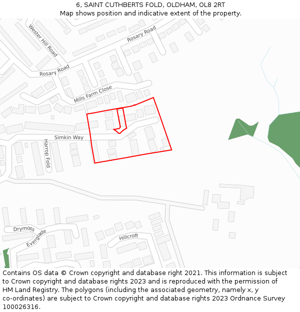 6, SAINT CUTHBERTS FOLD, OLDHAM, OL8 2RT: Location map and indicative extent of plot