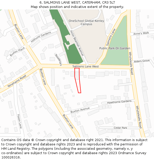 6, SALMONS LANE WEST, CATERHAM, CR3 5LT: Location map and indicative extent of plot