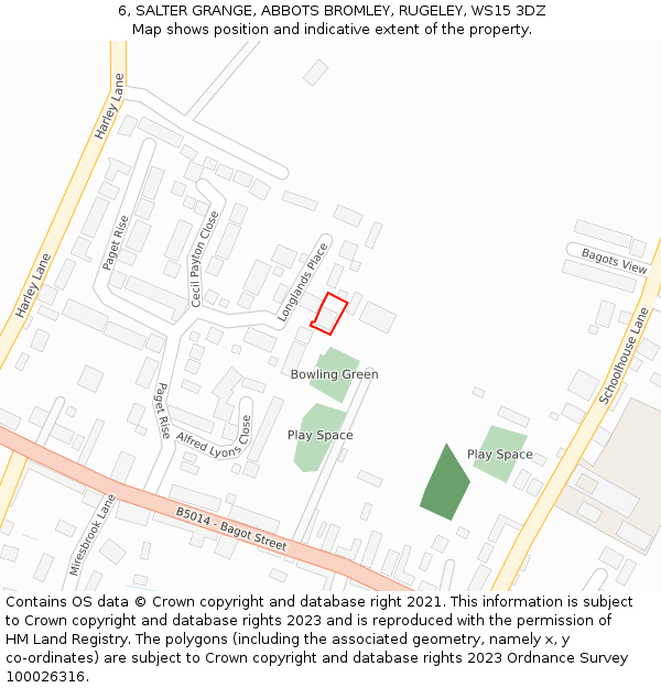 6, SALTER GRANGE, ABBOTS BROMLEY, RUGELEY, WS15 3DZ: Location map and indicative extent of plot