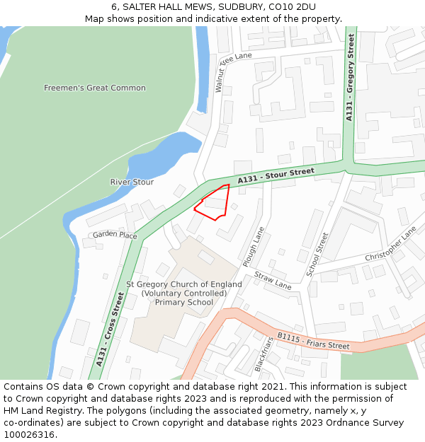 6, SALTER HALL MEWS, SUDBURY, CO10 2DU: Location map and indicative extent of plot