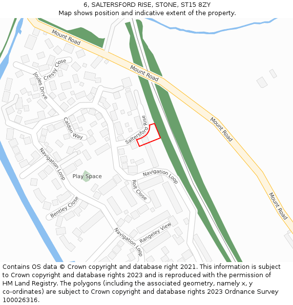 6, SALTERSFORD RISE, STONE, ST15 8ZY: Location map and indicative extent of plot