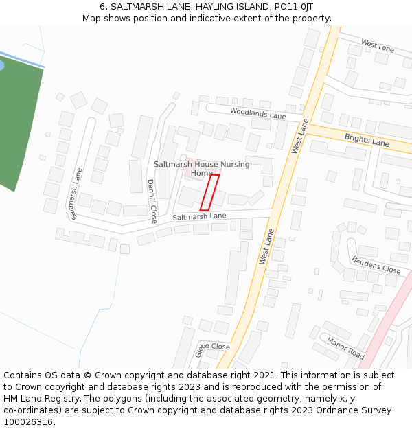 6, SALTMARSH LANE, HAYLING ISLAND, PO11 0JT: Location map and indicative extent of plot