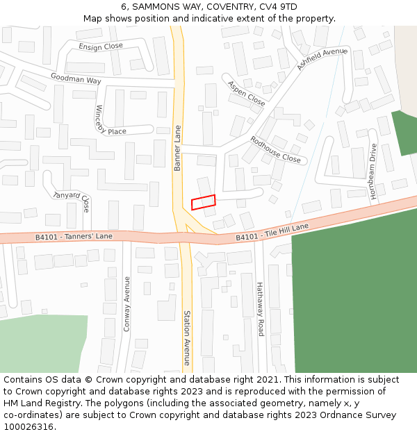 6, SAMMONS WAY, COVENTRY, CV4 9TD: Location map and indicative extent of plot