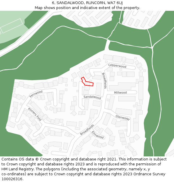 6, SANDALWOOD, RUNCORN, WA7 6UJ: Location map and indicative extent of plot