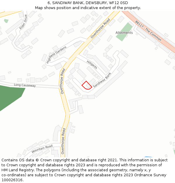 6, SANDIWAY BANK, DEWSBURY, WF12 0SD: Location map and indicative extent of plot