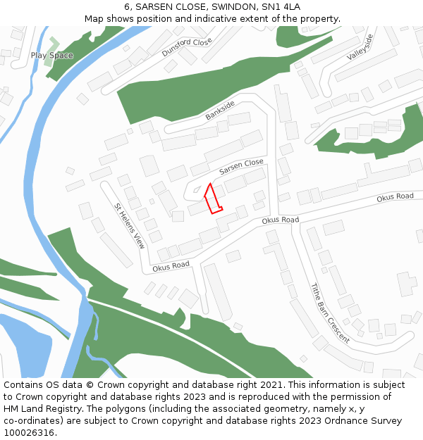 6, SARSEN CLOSE, SWINDON, SN1 4LA: Location map and indicative extent of plot