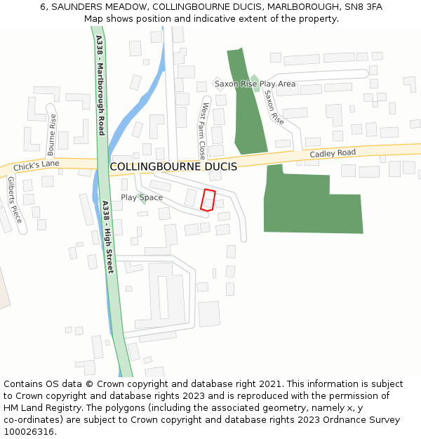 6, SAUNDERS MEADOW, COLLINGBOURNE DUCIS, MARLBOROUGH, SN8 3FA: Location map and indicative extent of plot