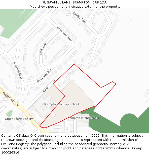 6, SAWMILL LANE, BRAMPTON, CA8 1DA: Location map and indicative extent of plot