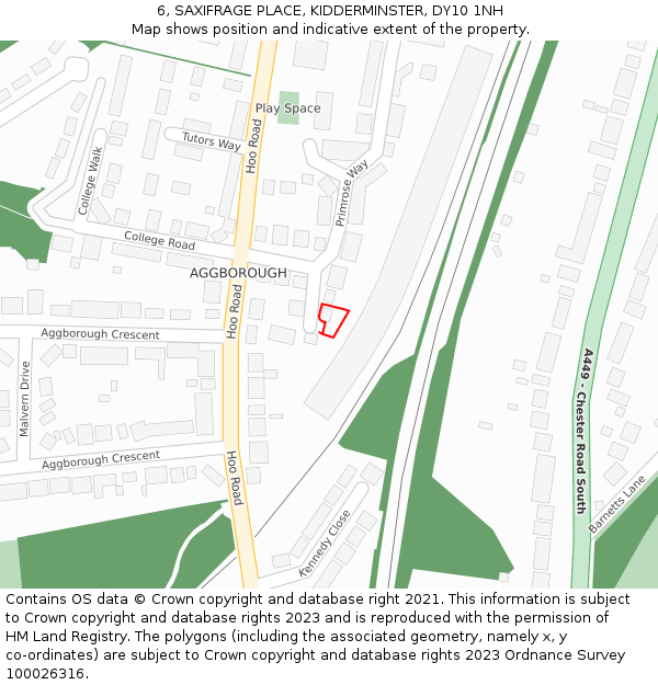6, SAXIFRAGE PLACE, KIDDERMINSTER, DY10 1NH: Location map and indicative extent of plot