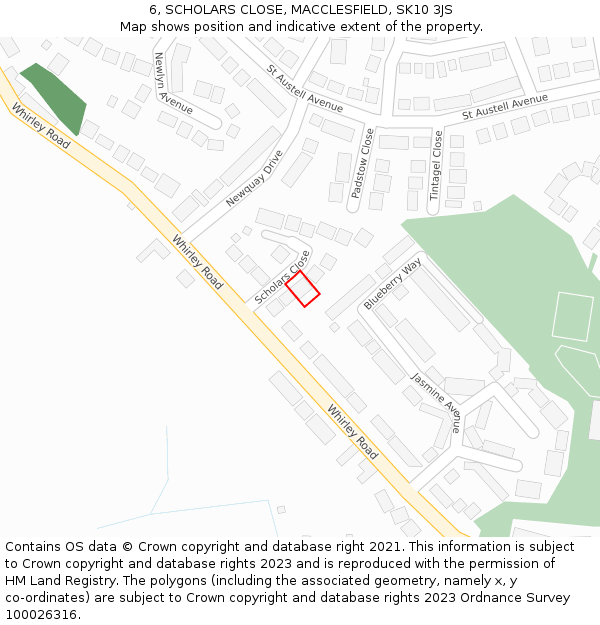 6, SCHOLARS CLOSE, MACCLESFIELD, SK10 3JS: Location map and indicative extent of plot