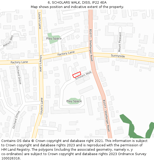 6, SCHOLARS WALK, DISS, IP22 4EA: Location map and indicative extent of plot