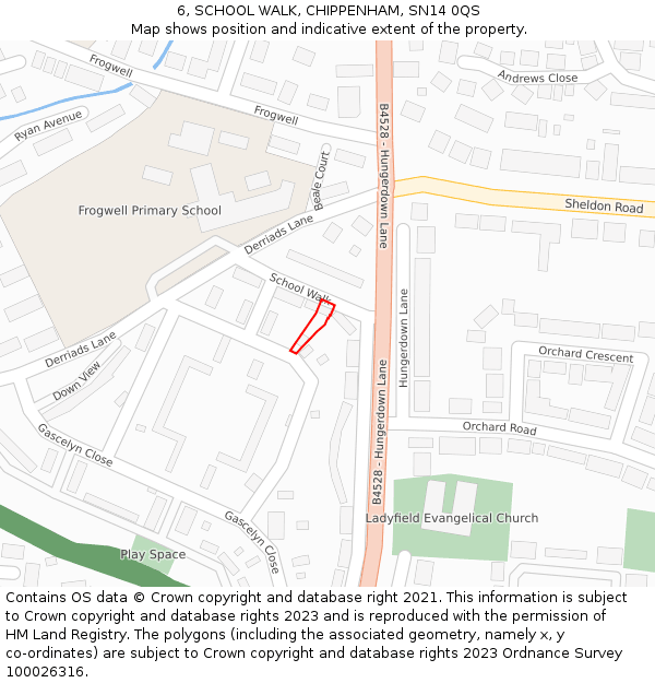 6, SCHOOL WALK, CHIPPENHAM, SN14 0QS: Location map and indicative extent of plot