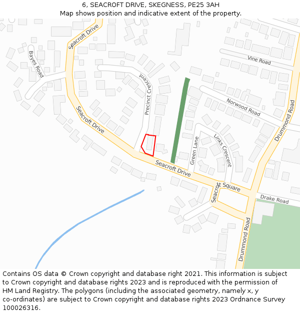 6, SEACROFT DRIVE, SKEGNESS, PE25 3AH: Location map and indicative extent of plot