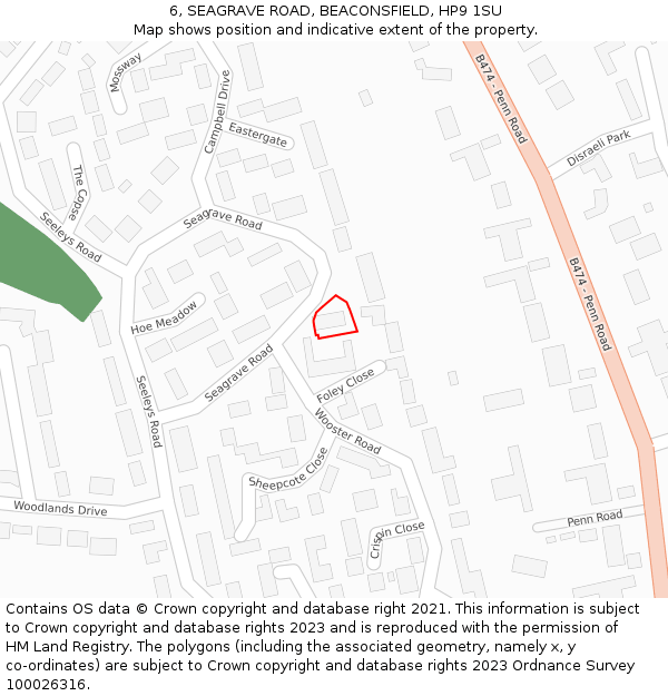 6, SEAGRAVE ROAD, BEACONSFIELD, HP9 1SU: Location map and indicative extent of plot