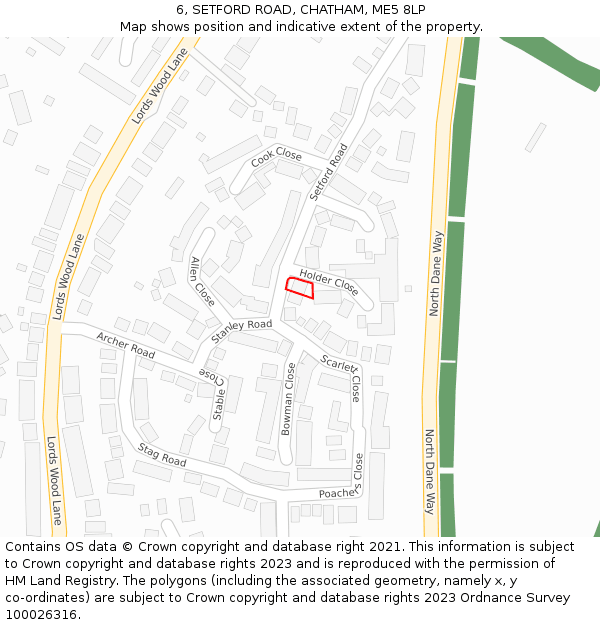 6, SETFORD ROAD, CHATHAM, ME5 8LP: Location map and indicative extent of plot