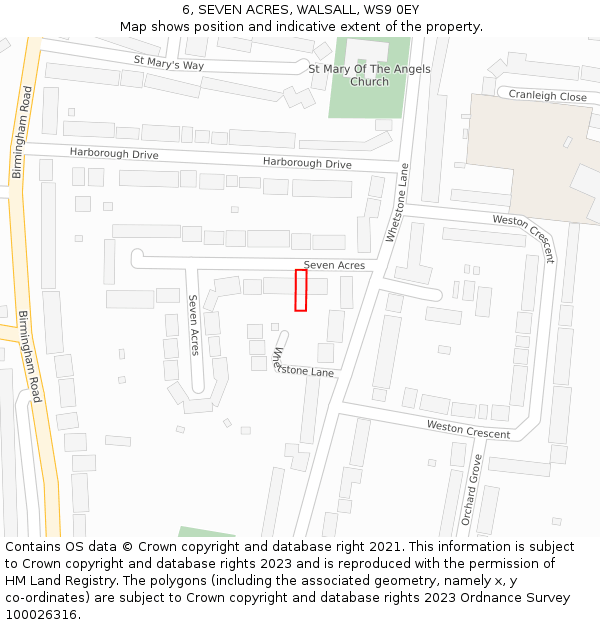 6, SEVEN ACRES, WALSALL, WS9 0EY: Location map and indicative extent of plot