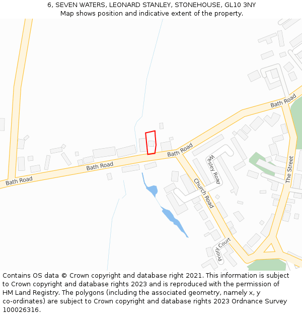 6, SEVEN WATERS, LEONARD STANLEY, STONEHOUSE, GL10 3NY: Location map and indicative extent of plot