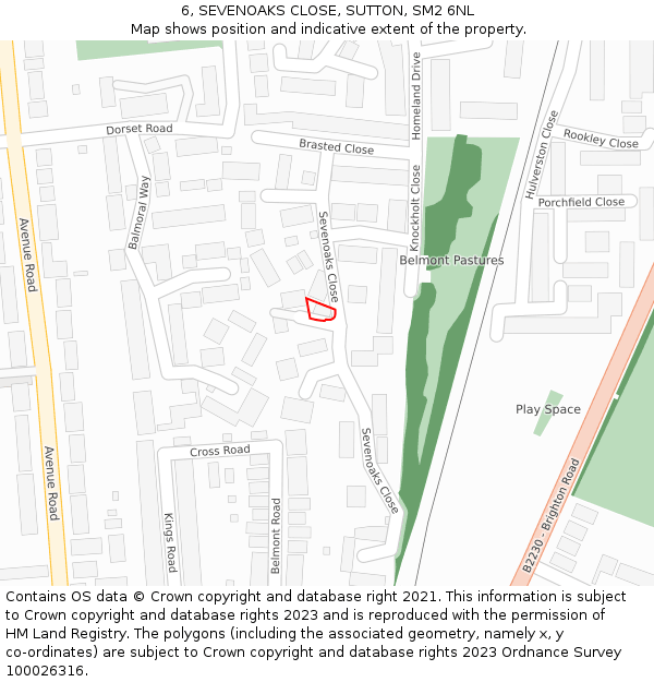 6, SEVENOAKS CLOSE, SUTTON, SM2 6NL: Location map and indicative extent of plot