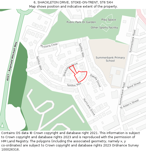 6, SHACKLETON DRIVE, STOKE-ON-TRENT, ST6 5XH: Location map and indicative extent of plot