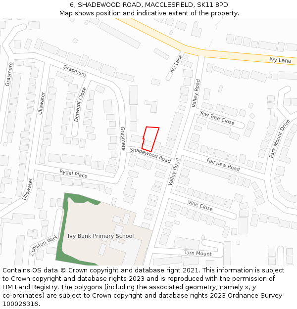 6, SHADEWOOD ROAD, MACCLESFIELD, SK11 8PD: Location map and indicative extent of plot