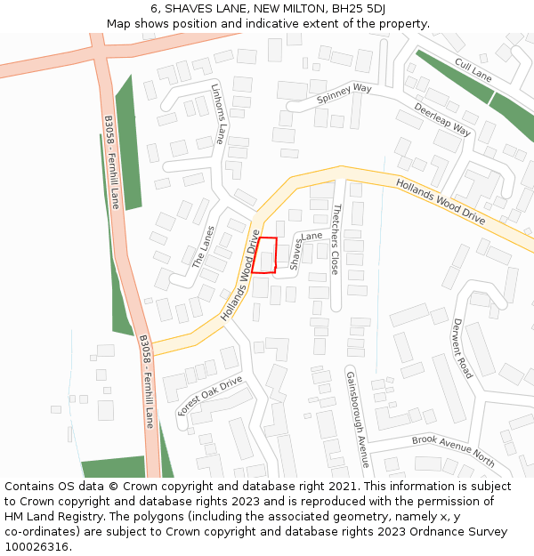 6, SHAVES LANE, NEW MILTON, BH25 5DJ: Location map and indicative extent of plot