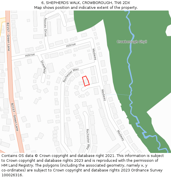 6, SHEPHERDS WALK, CROWBOROUGH, TN6 2DX: Location map and indicative extent of plot