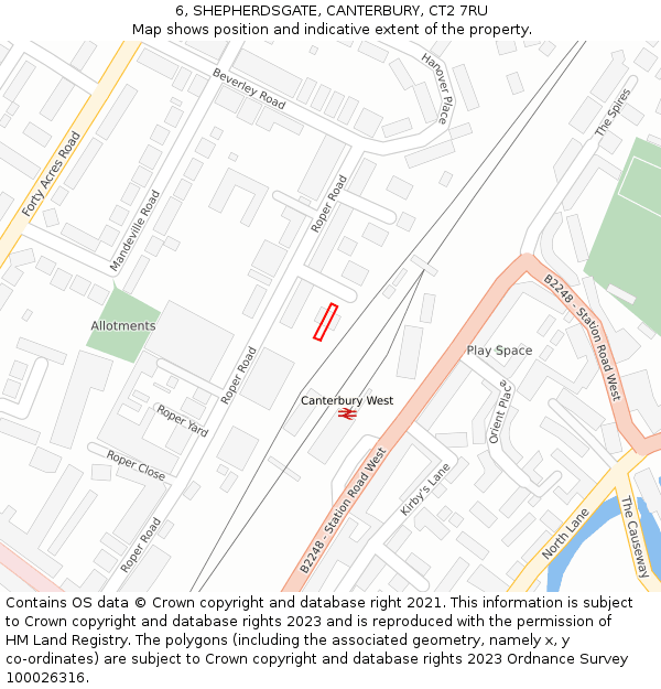 6, SHEPHERDSGATE, CANTERBURY, CT2 7RU: Location map and indicative extent of plot