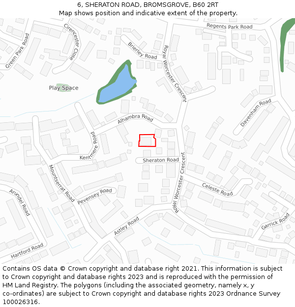 6, SHERATON ROAD, BROMSGROVE, B60 2RT: Location map and indicative extent of plot
