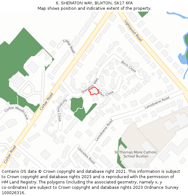 6, SHERATON WAY, BUXTON, SK17 6FA: Location map and indicative extent of plot