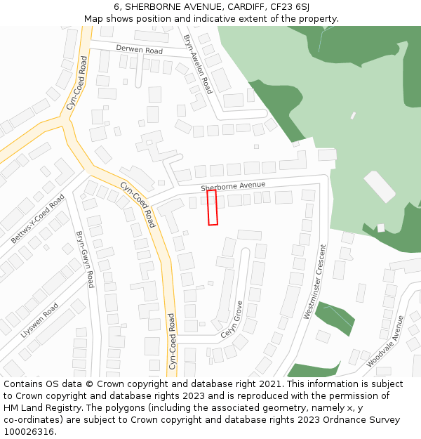 6, SHERBORNE AVENUE, CARDIFF, CF23 6SJ: Location map and indicative extent of plot