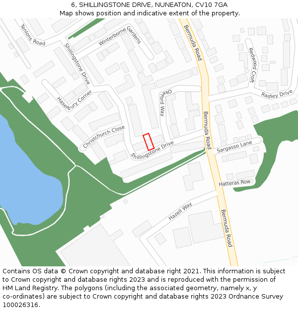6, SHILLINGSTONE DRIVE, NUNEATON, CV10 7GA: Location map and indicative extent of plot