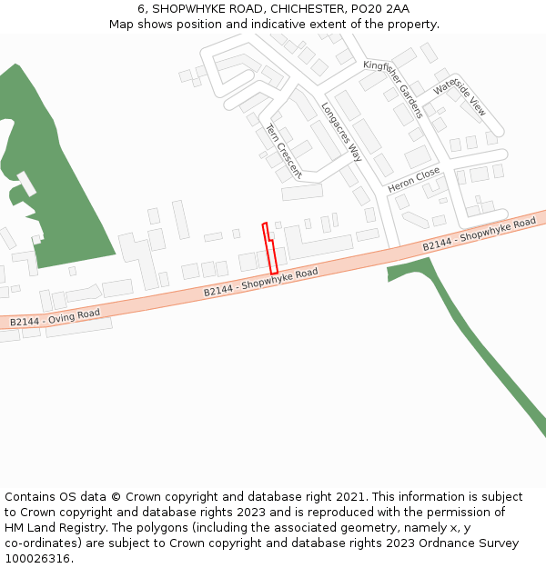 6, SHOPWHYKE ROAD, CHICHESTER, PO20 2AA: Location map and indicative extent of plot