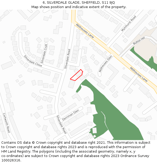 6, SILVERDALE GLADE, SHEFFIELD, S11 9JQ: Location map and indicative extent of plot