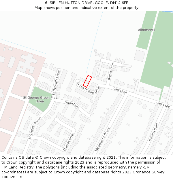 6, SIR LEN HUTTON DRIVE, GOOLE, DN14 6FB: Location map and indicative extent of plot