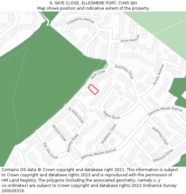 6, SKYE CLOSE, ELLESMERE PORT, CH65 9JG: Location map and indicative extent of plot