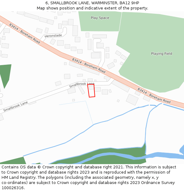 6, SMALLBROOK LANE, WARMINSTER, BA12 9HP: Location map and indicative extent of plot