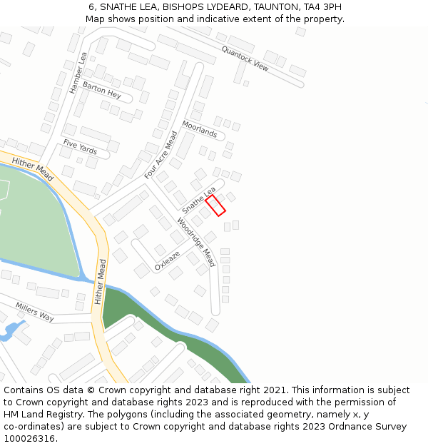 6, SNATHE LEA, BISHOPS LYDEARD, TAUNTON, TA4 3PH: Location map and indicative extent of plot