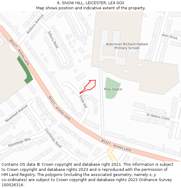 6, SNOW HILL, LEICESTER, LE4 0GX: Location map and indicative extent of plot