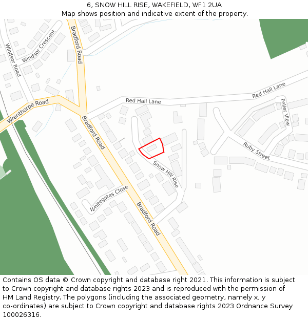 6, SNOW HILL RISE, WAKEFIELD, WF1 2UA: Location map and indicative extent of plot