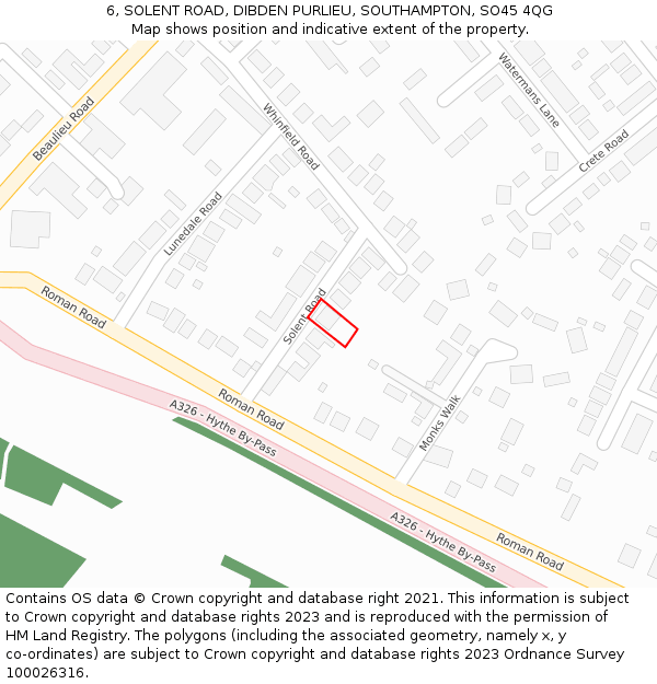 6, SOLENT ROAD, DIBDEN PURLIEU, SOUTHAMPTON, SO45 4QG: Location map and indicative extent of plot