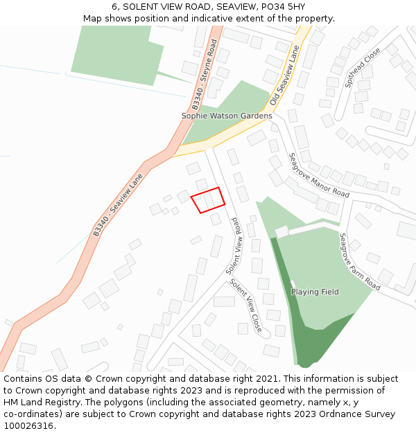 6, SOLENT VIEW ROAD, SEAVIEW, PO34 5HY: Location map and indicative extent of plot