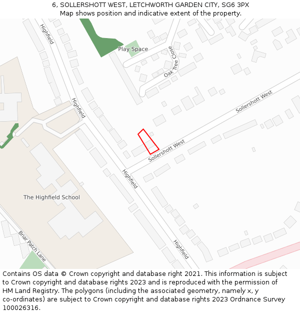 6, SOLLERSHOTT WEST, LETCHWORTH GARDEN CITY, SG6 3PX: Location map and indicative extent of plot