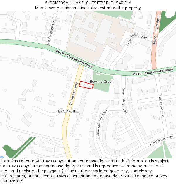 6, SOMERSALL LANE, CHESTERFIELD, S40 3LA: Location map and indicative extent of plot