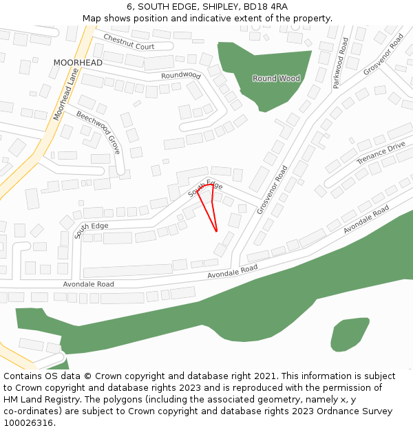 6, SOUTH EDGE, SHIPLEY, BD18 4RA: Location map and indicative extent of plot