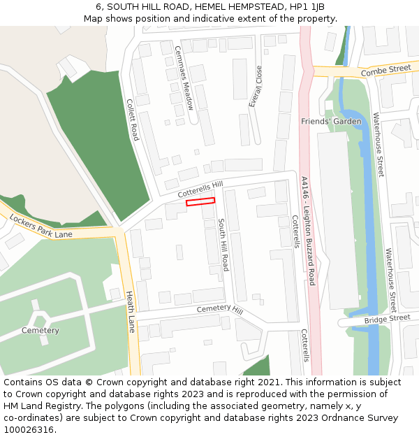 6, SOUTH HILL ROAD, HEMEL HEMPSTEAD, HP1 1JB: Location map and indicative extent of plot