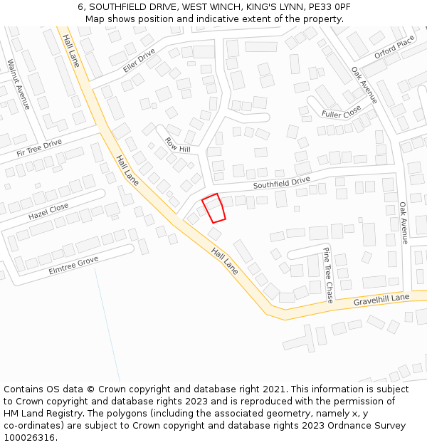 6, SOUTHFIELD DRIVE, WEST WINCH, KING'S LYNN, PE33 0PF: Location map and indicative extent of plot