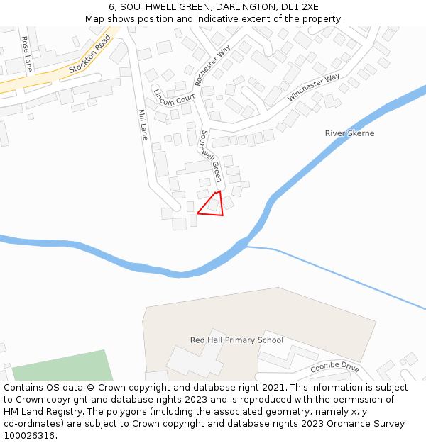 6, SOUTHWELL GREEN, DARLINGTON, DL1 2XE: Location map and indicative extent of plot