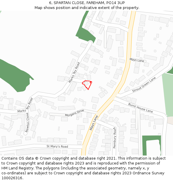 6, SPARTAN CLOSE, FAREHAM, PO14 3UP: Location map and indicative extent of plot