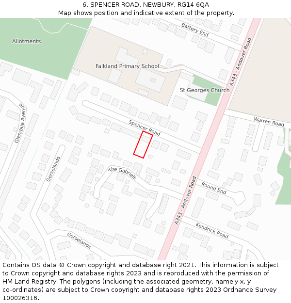 6, SPENCER ROAD, NEWBURY, RG14 6QA: Location map and indicative extent of plot