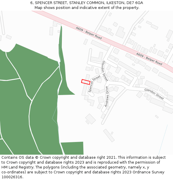 6, SPENCER STREET, STANLEY COMMON, ILKESTON, DE7 6GA: Location map and indicative extent of plot